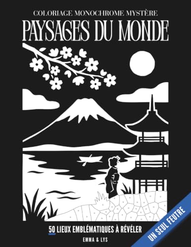 Couverture de Coloriage Monochrome Mystère, Paysages du Monde