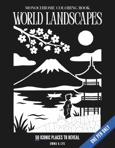 Cover of Monochrome Coloring Book, World Landscapes