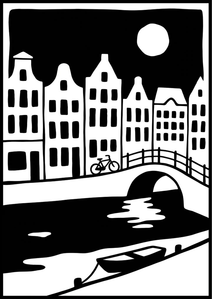 Amsterdam revealed in black, a finished World Landscapes page